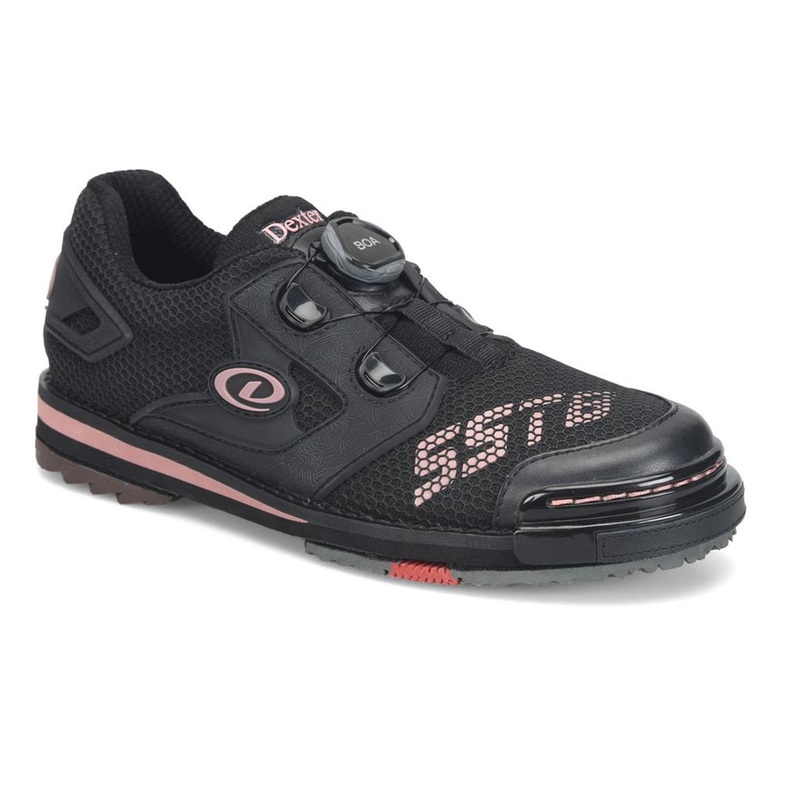 Dexter Women’s SST 8 Power Frame Boa Bowling Shoe (For RIGHT AND LEFT HANDED bowlers. Women’s shoe sizings)- Black/Dusty Rose