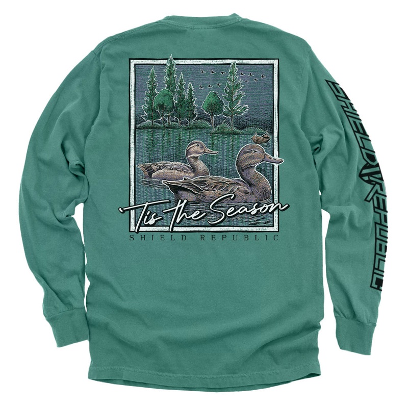 Tis the Season Duck|Comfort Colors Long Sleeve|Comfort Colors Pocket Tee|Tee|Light Green|Ivory|Black|True Navy|White|Bay|Blue Jean|Crimson|Grey|Navy
