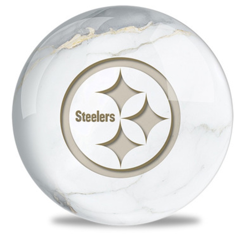 OTBB NFL White Marble Pittsburgh Steelers Bowling Ball