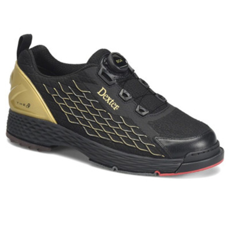 Dexter THE C9 Knit Boa Mens Bowling Shoes Color Black/Gold WIDE WIDTH