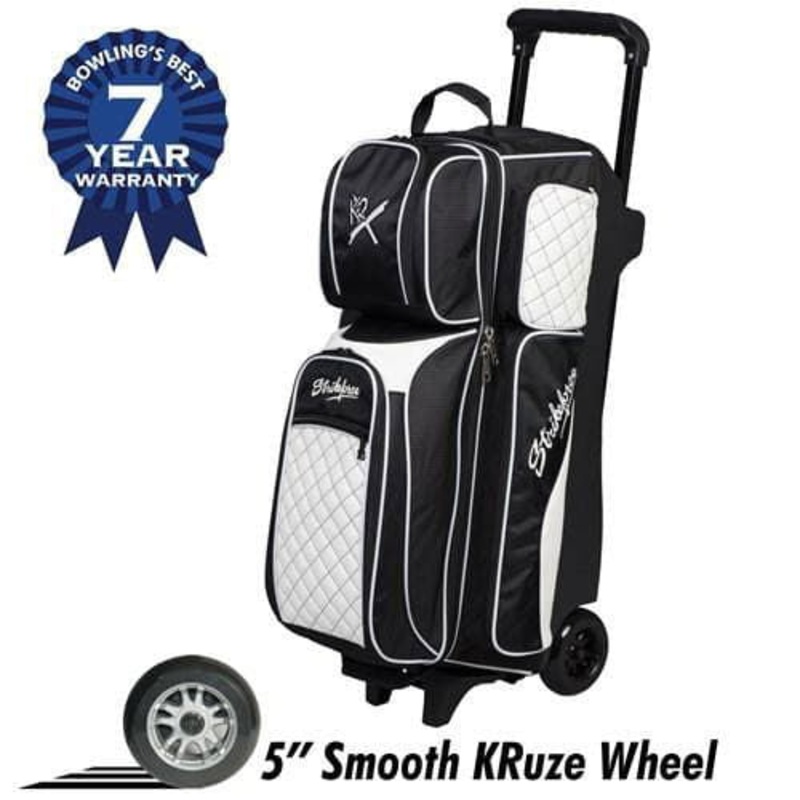KR Strikeforce Royal Flush Triple Ball Roller Black White Bowling Bag