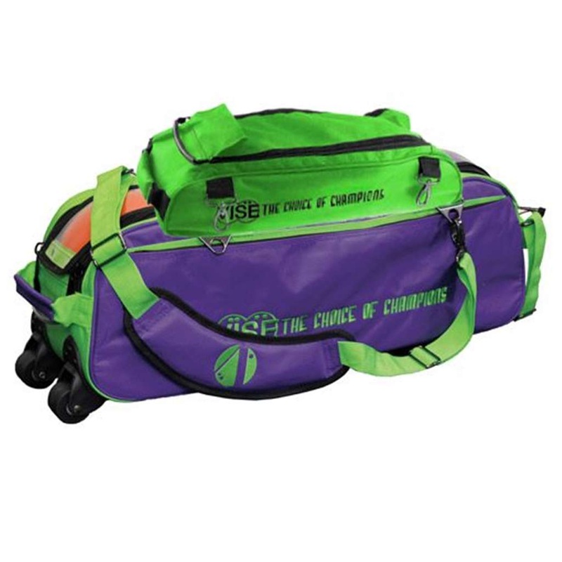 Vise Clear Top 3 Ball Tote Roller Bowling Bag with Shoe Bag- Green/Grape