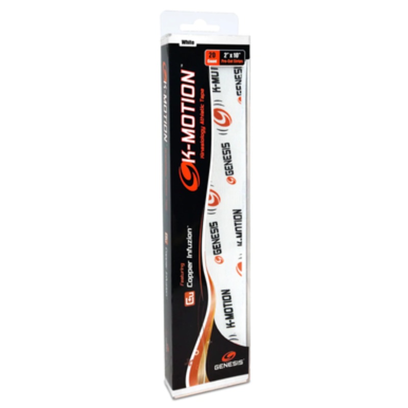 Genesis K-Motion Tape – 20 Pre-Cut Strips White
