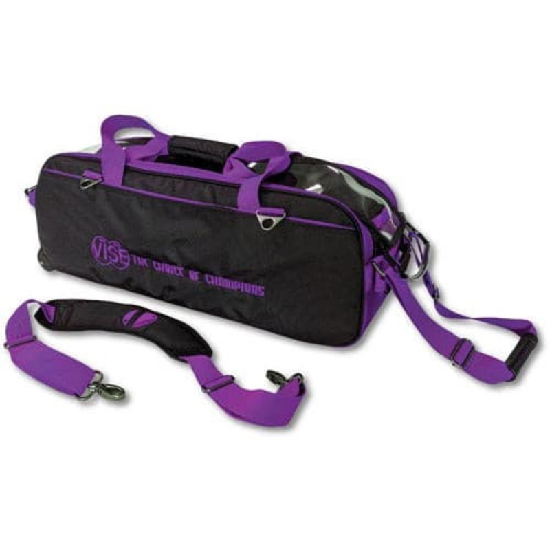 Vise Clear Top 3 Ball Tote Black/Purple Bowling Bag