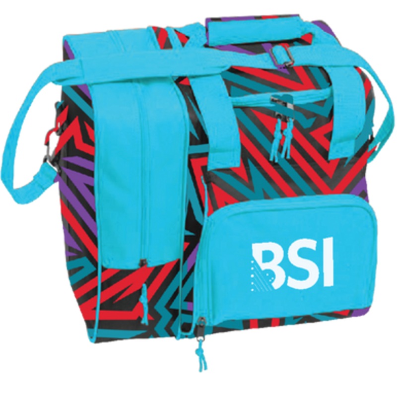 BSI Deluxe Single Ball Tote Bag Teal/Purple/Red Print