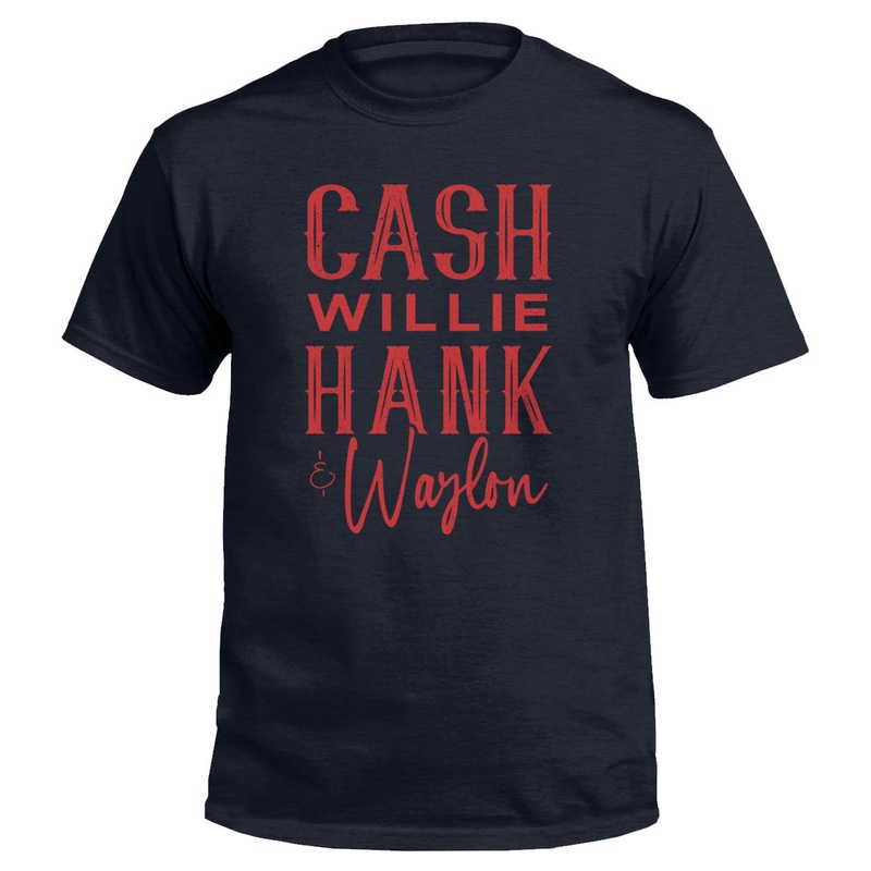 Cash Willie Hank & Waylon|Tee|Heather Navy|Soft Pink|Natural|White