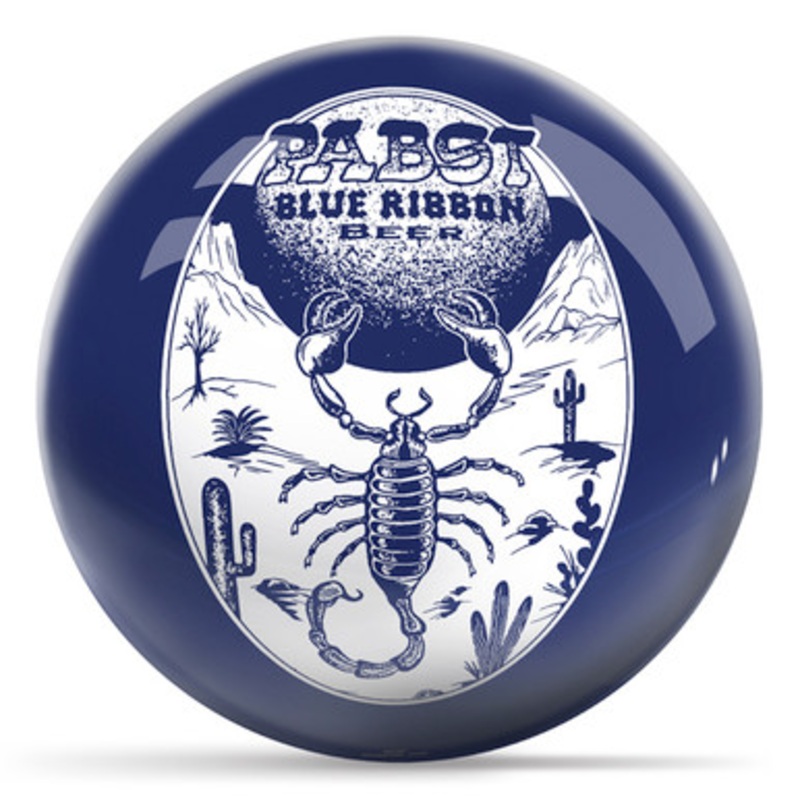OTBB Pabst Blue Ribbon Scorpion Blue/White Bowling Ball