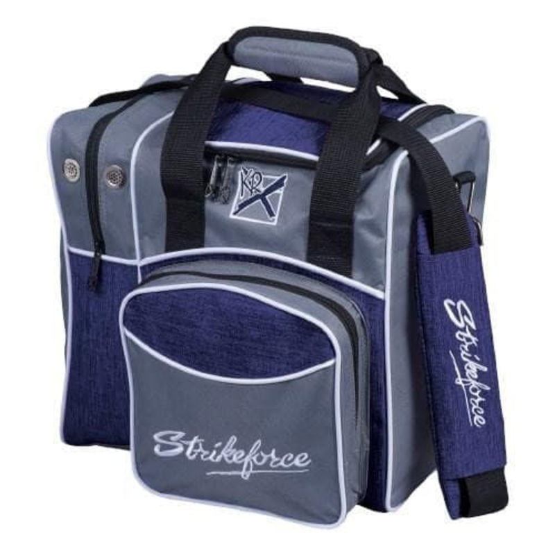 KR Strikeforce Flexx Grey Navy Single Tote Bowling Bag