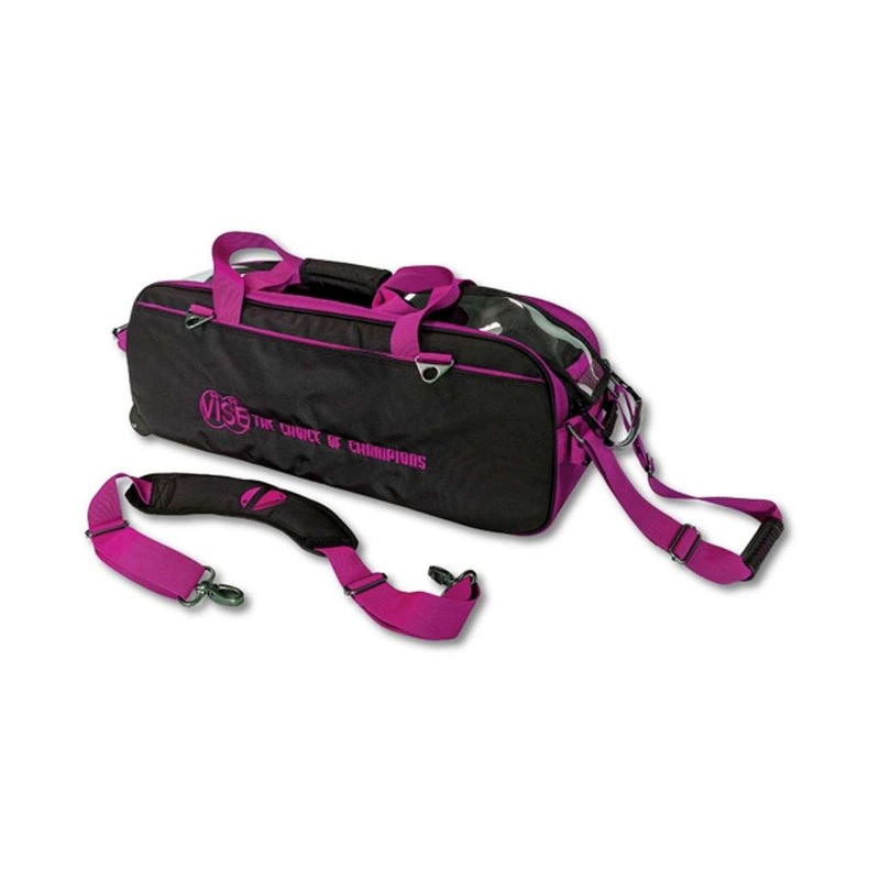 Vise Clear Top 3 Ball Roller Bowling Bag – Black/Pink