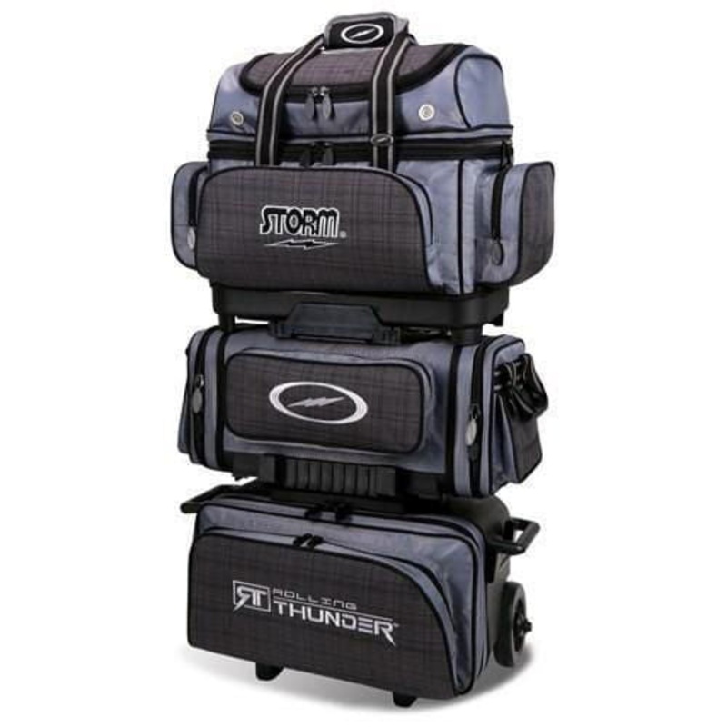 Storm 6 Ball Rolling Thunder Charcoal Plaid Grey Black Bowling Bag