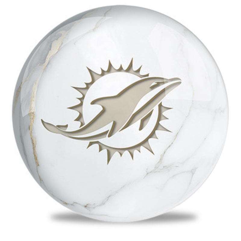 OTBB NFL White Marble Miami Dolphins Bowling Ball