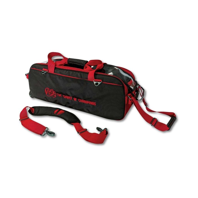 Vise Clear Top 3 Ball Roller Bowling Bag – Black/Red