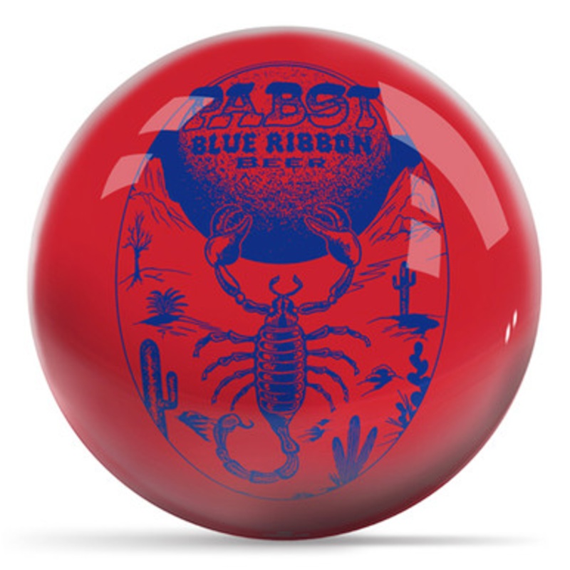 OTBB Pabst Blue Ribbon Scorpion Red/Blue Bowling Ball