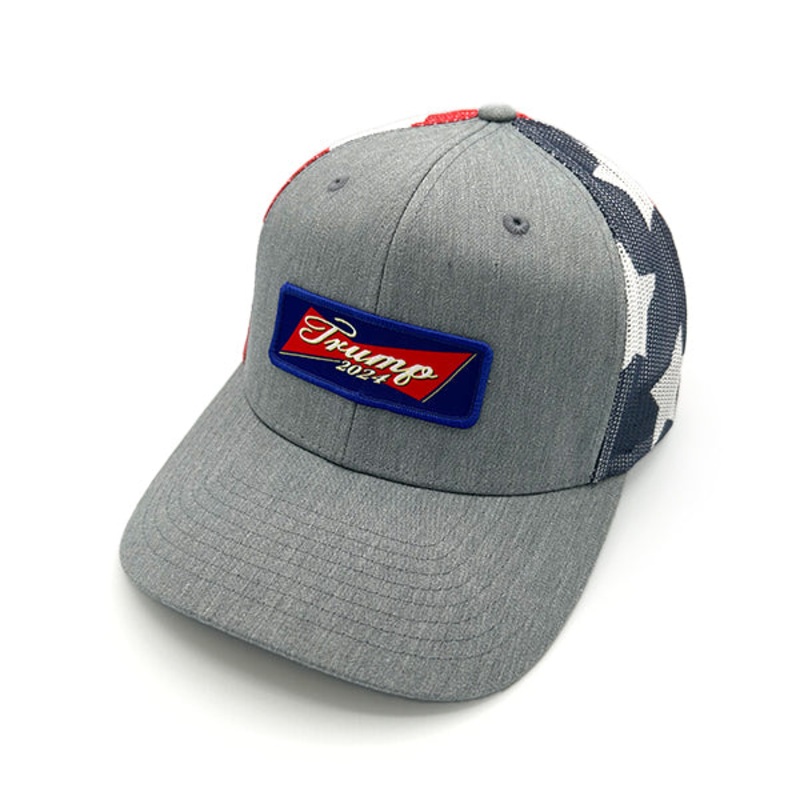 Trump Bow Tie Woven Patch Hat|Curved Bill Snapback|Heather And White|Heather Stars And Stripes