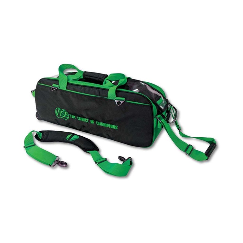 Vise Clear Top 3 Ball Roller Bowling Bag – Black/Green