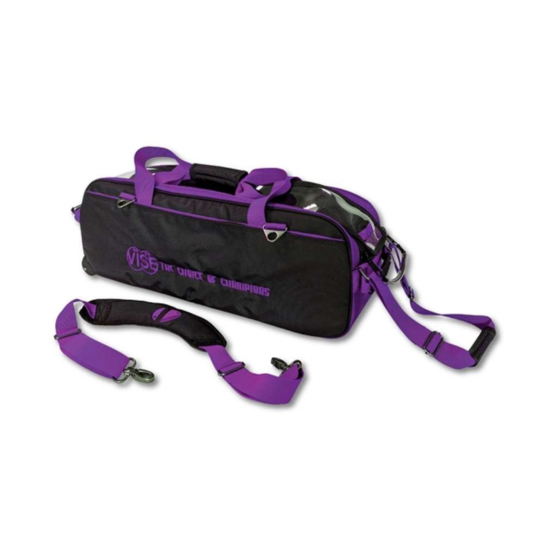 Vise Clear Top 3 Ball Roller Bowling Bag – Black/Purple
