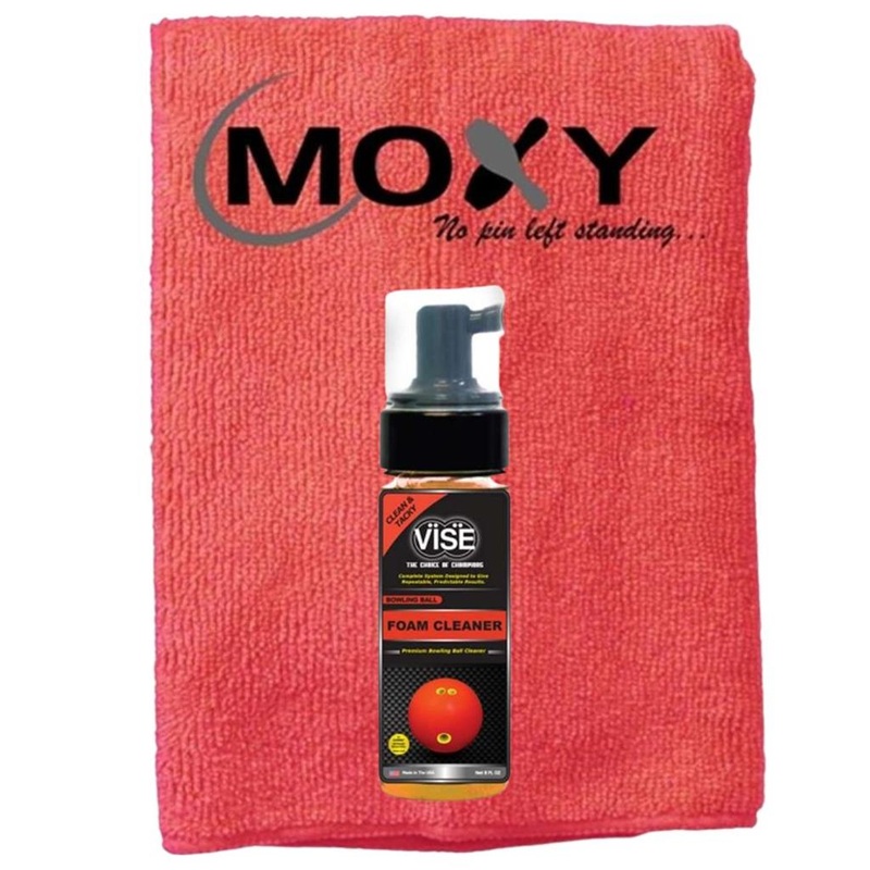 Vise Foam Bowling Ball Cleaner 8oz with Moxy Micro Fiber Cleaning Towel (Red)