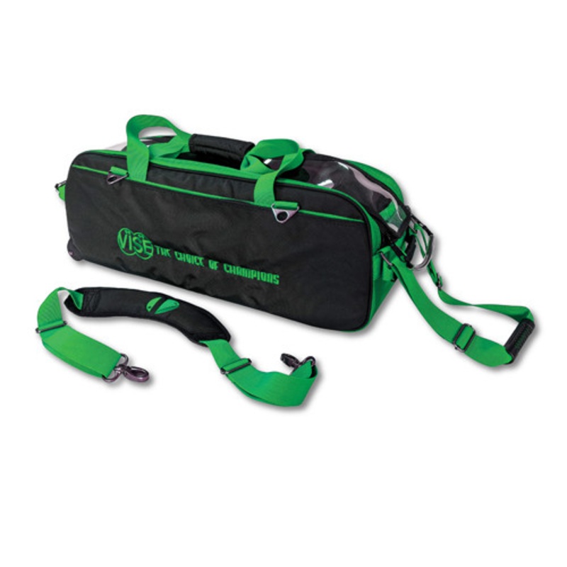 Vise 3 Ball Tote Roller Bowling Bag – Black/Green
