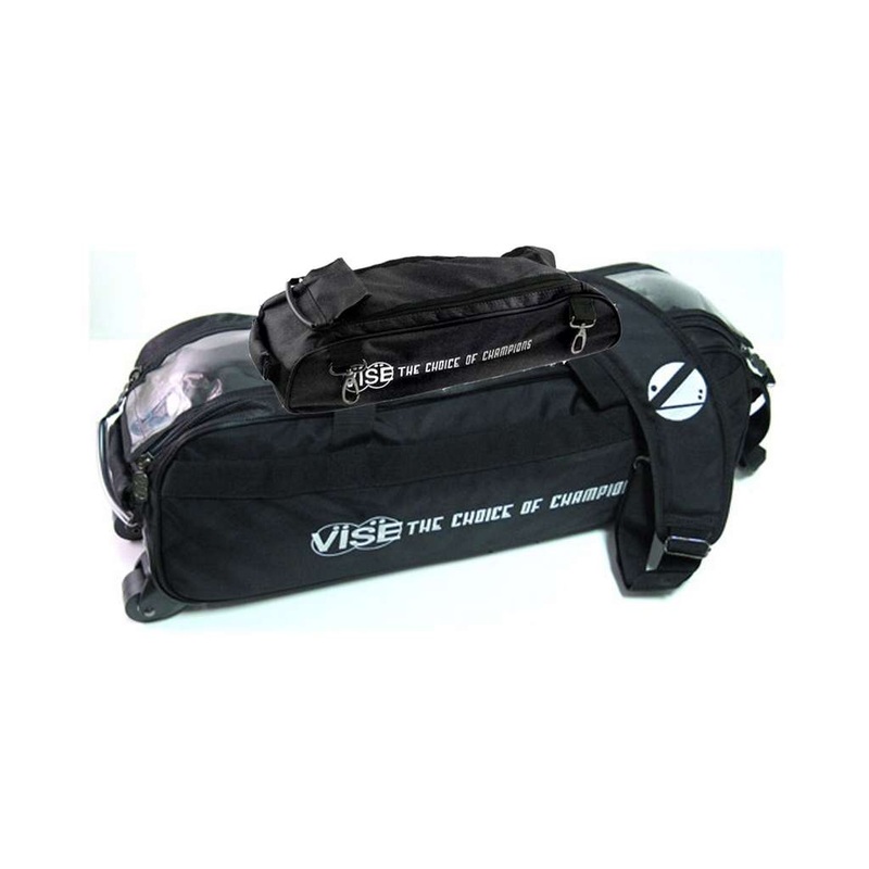 Vise Clear Top 3 Ball Tote Roller Bowling Bag with Shoe Bag- Black