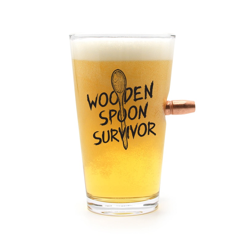 Wooden Spoon Survivor – 50 Cal Pint Glass
