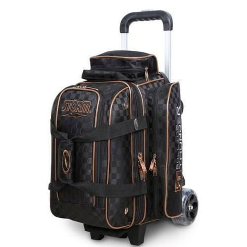 Storm Rolling Thunder 2 Ball Roller Checkered Black Gold Bowling Bag