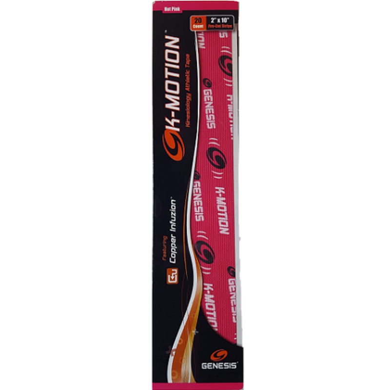 Genesis K-Motion Tape – 20 Pre-Cut Strips Hot Pink