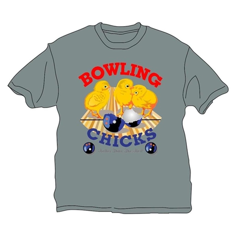 Bowling Chicks T-Shirt- Gray|Large|Medium|Small|X-Large|X-Small|XX-Large|XXX-Large|Youth Large|Youth Medium|Youth Small|Gray