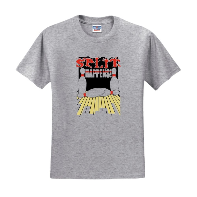 Split Happens Bowling T-Shirt- Gray