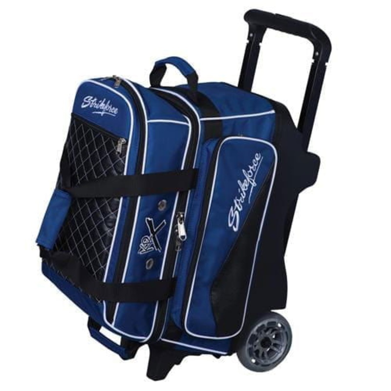 KR Strikeforce Royal Flush Black/Royal Double Roller Bowling Bag