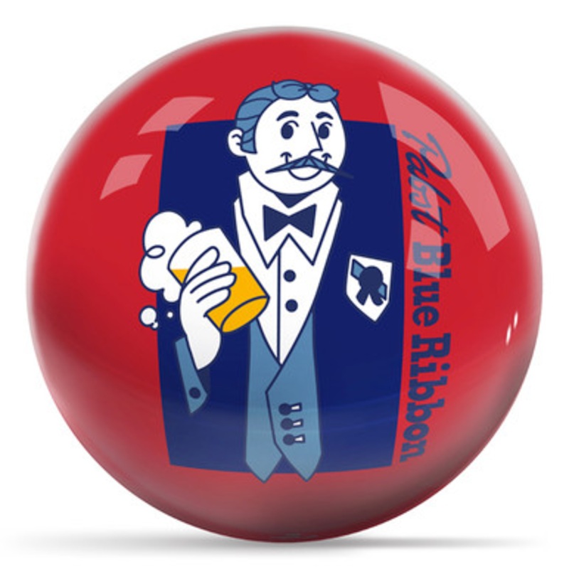 OTBB Pabst Blue Ribbon Man With A Beer Bowling Ball